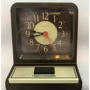 Quartz Westclox Alarm Clock, 80's Celebrity, Woodgrain Plastic